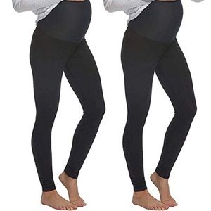 Maternity leggings black full panel - three pairs